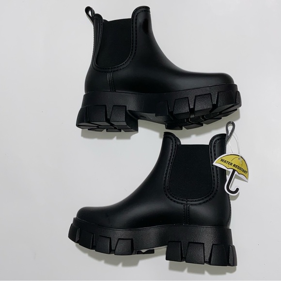 Jeffrey Campbell Chelsea Platform Lug Sole Rain Boot Black Womens 8 9 10 NEW - Picture 7 of 13